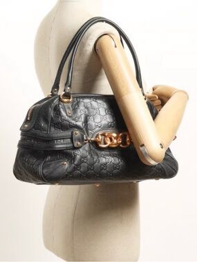 Gucci monogram horsebit  wave medium shoulder bag